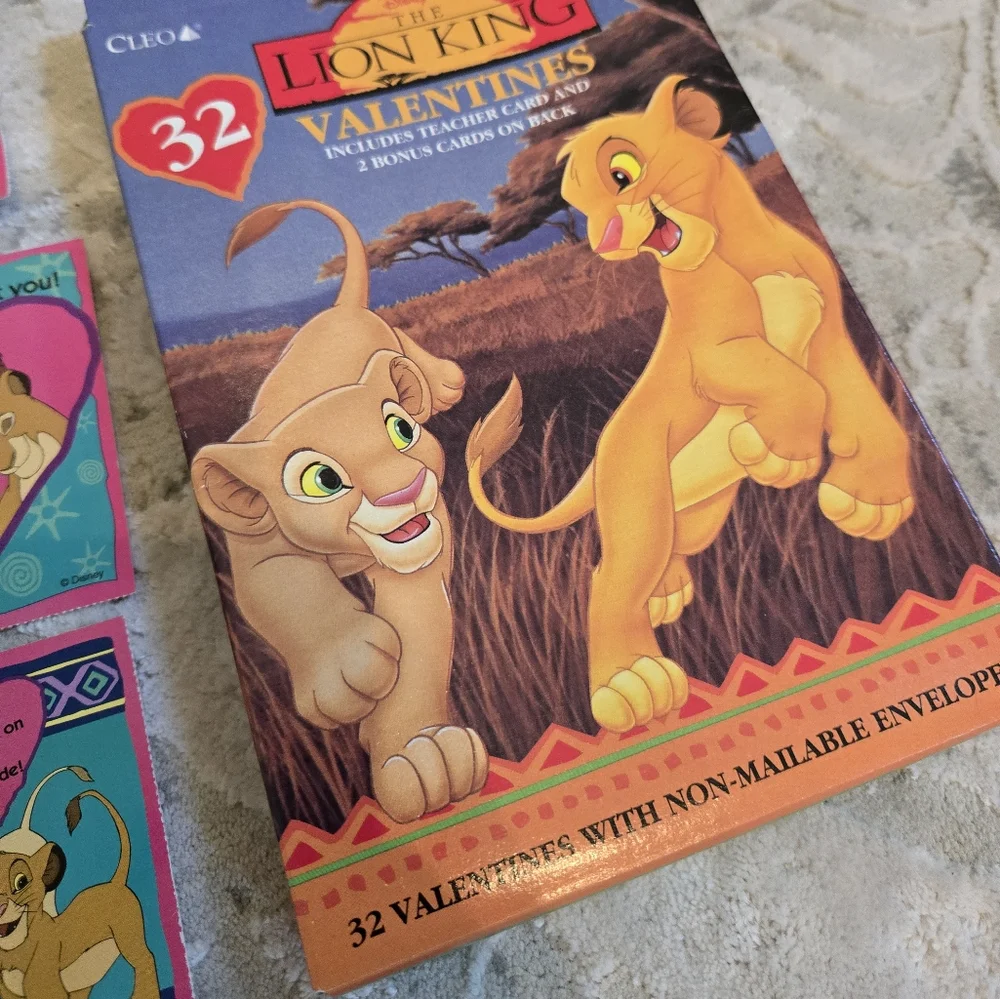 20 Vintage 1990s Lion King Valentine's Day Cards With Original Box